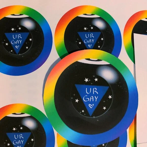 Handmade - EightBall Pride Sticker: Kawaii Rainbow Glossy LGBTQIA Gift - Picture 3 of 3